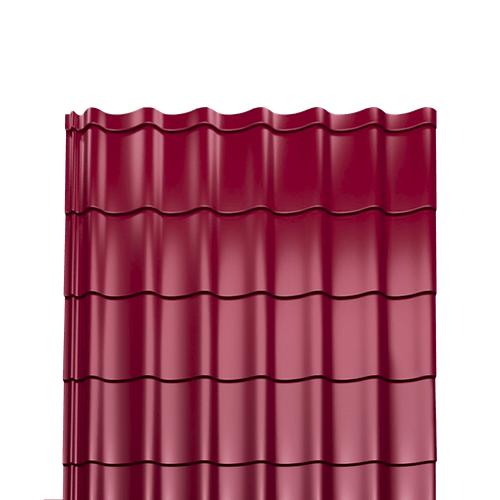 Металлочерепица Монтеррей полиэстер 0,5 RAL-3003 рубиново-красный