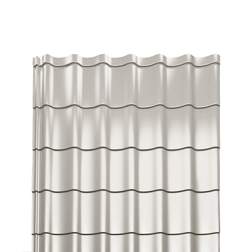 Металлочерепица Монтеррей полиэстер 0,5 RAL-9006 бело-алюминиевый